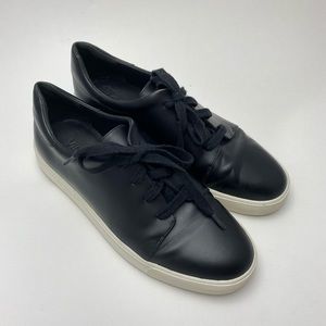 Vince. Black Leather Lace Up Sneakers
